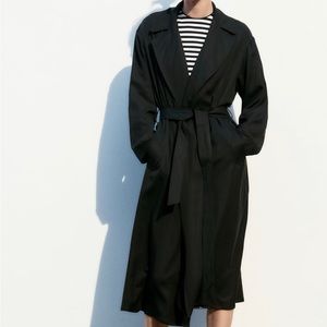 Flowy black trench coat